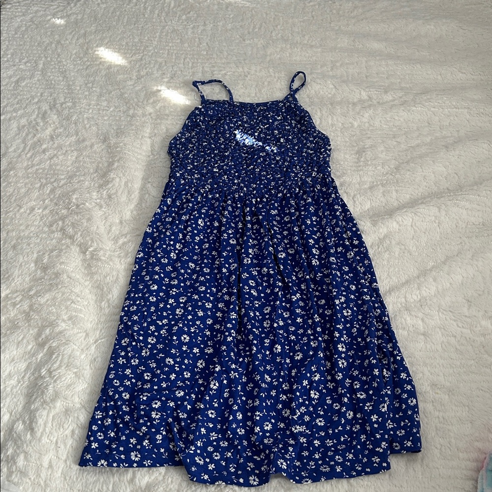 Zara Blue and White Patterned Dress kids size 13/14